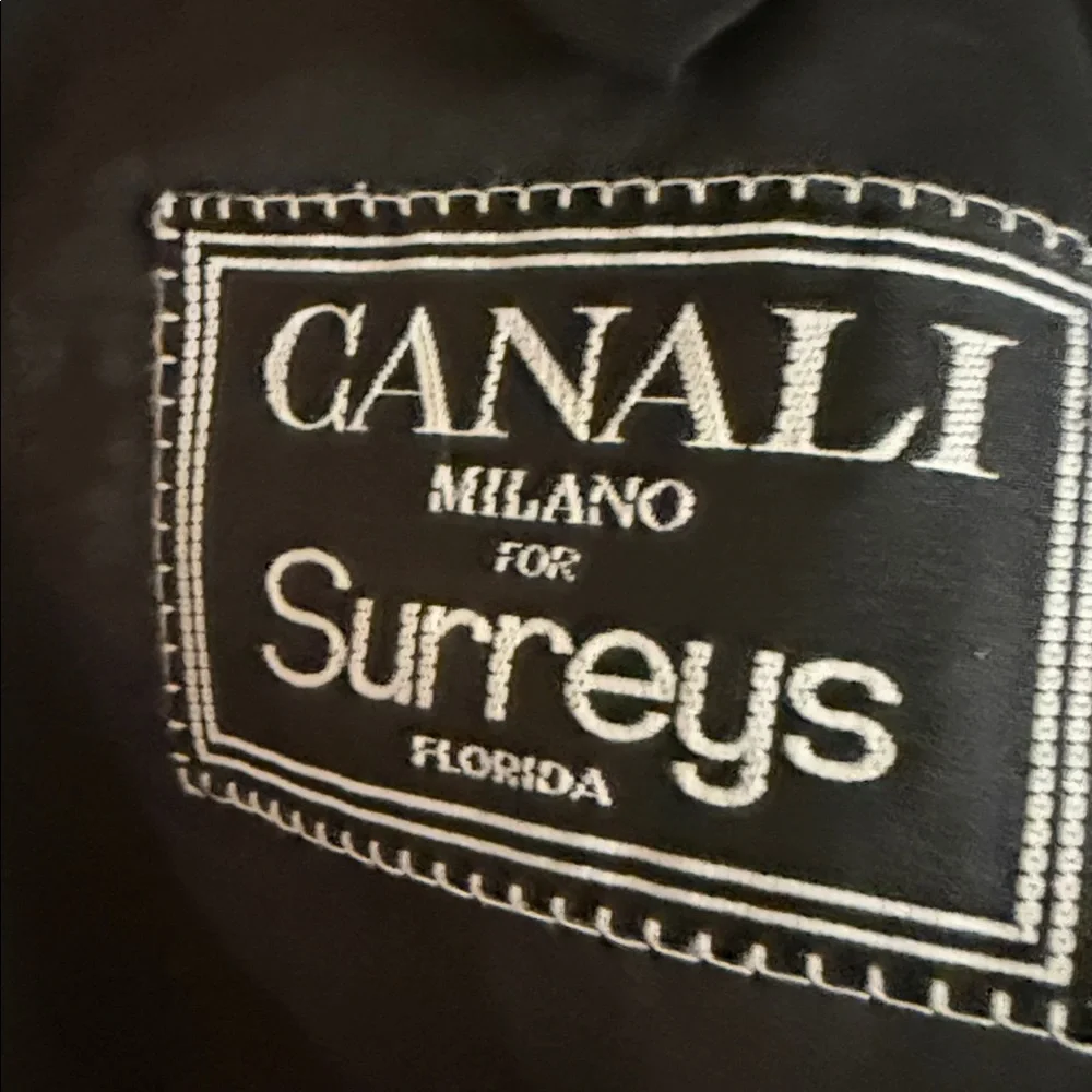 Canali Men's Double-Breasted Black Blazer with Gold Buttons